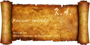 Keczer Anikó névjegykártya